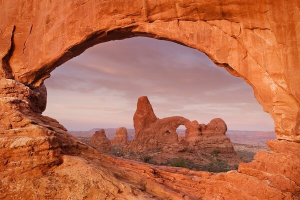 Red rocks at sunset. landscape