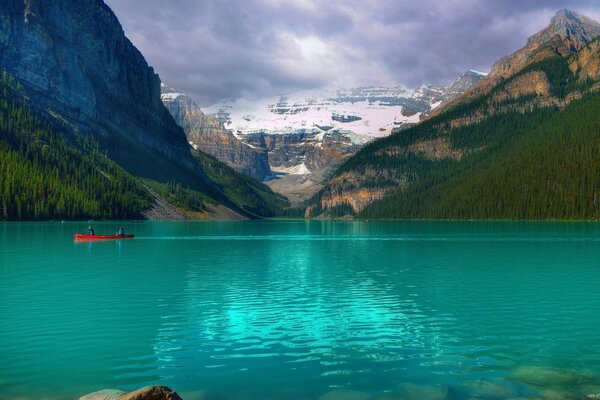 The lake is very beautiful in color