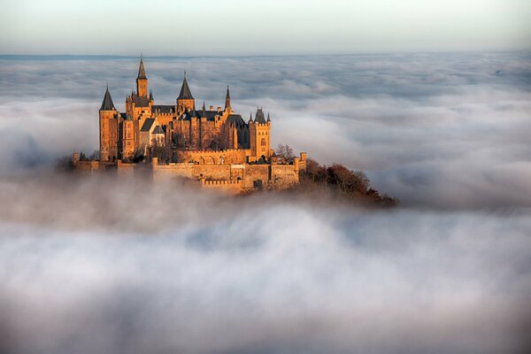 German Hohenzollern Castle in the fog