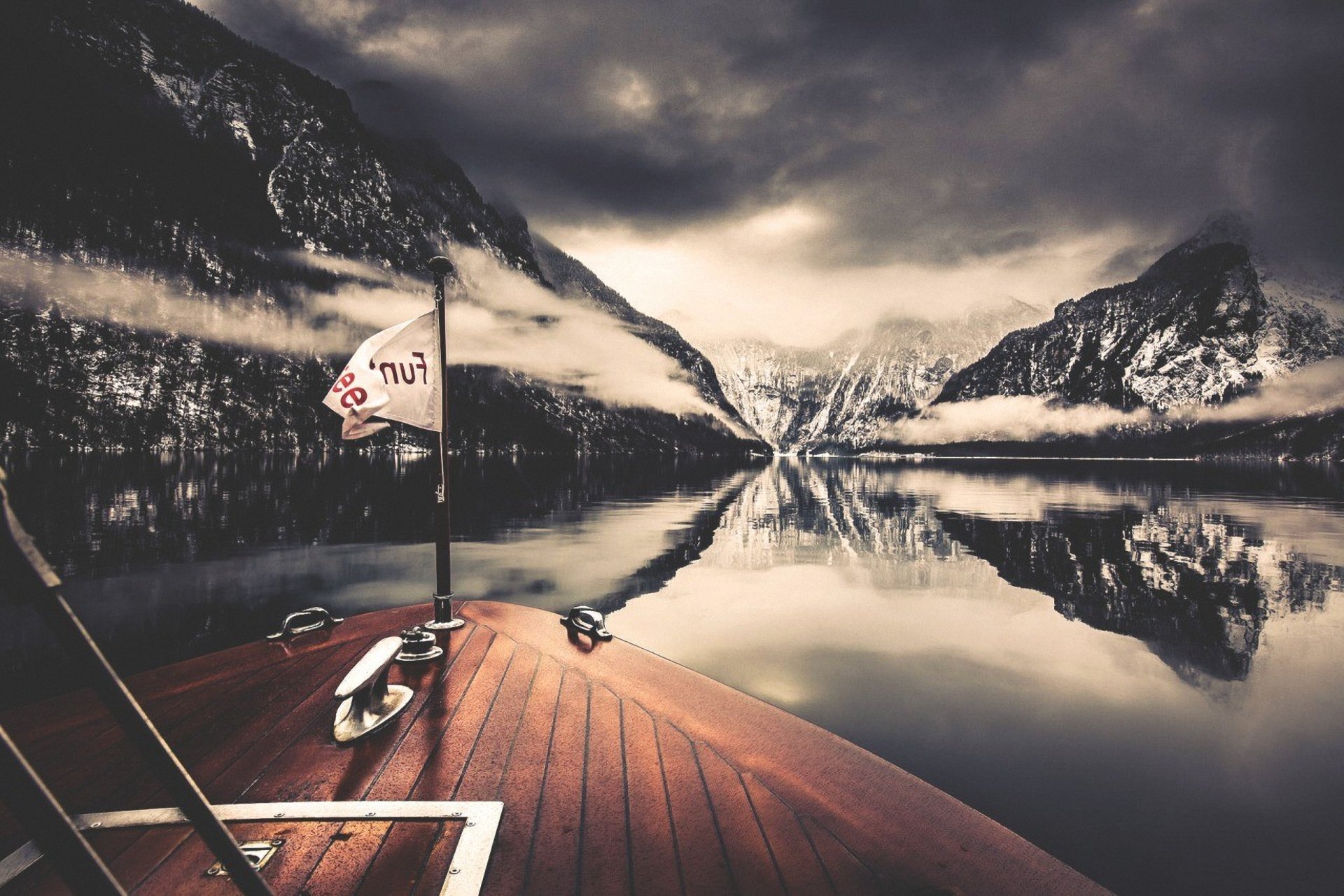 landscape yacht mountains rocks water river snow winter sky clouds clouds reflection landscapes boat rocks winter boats river