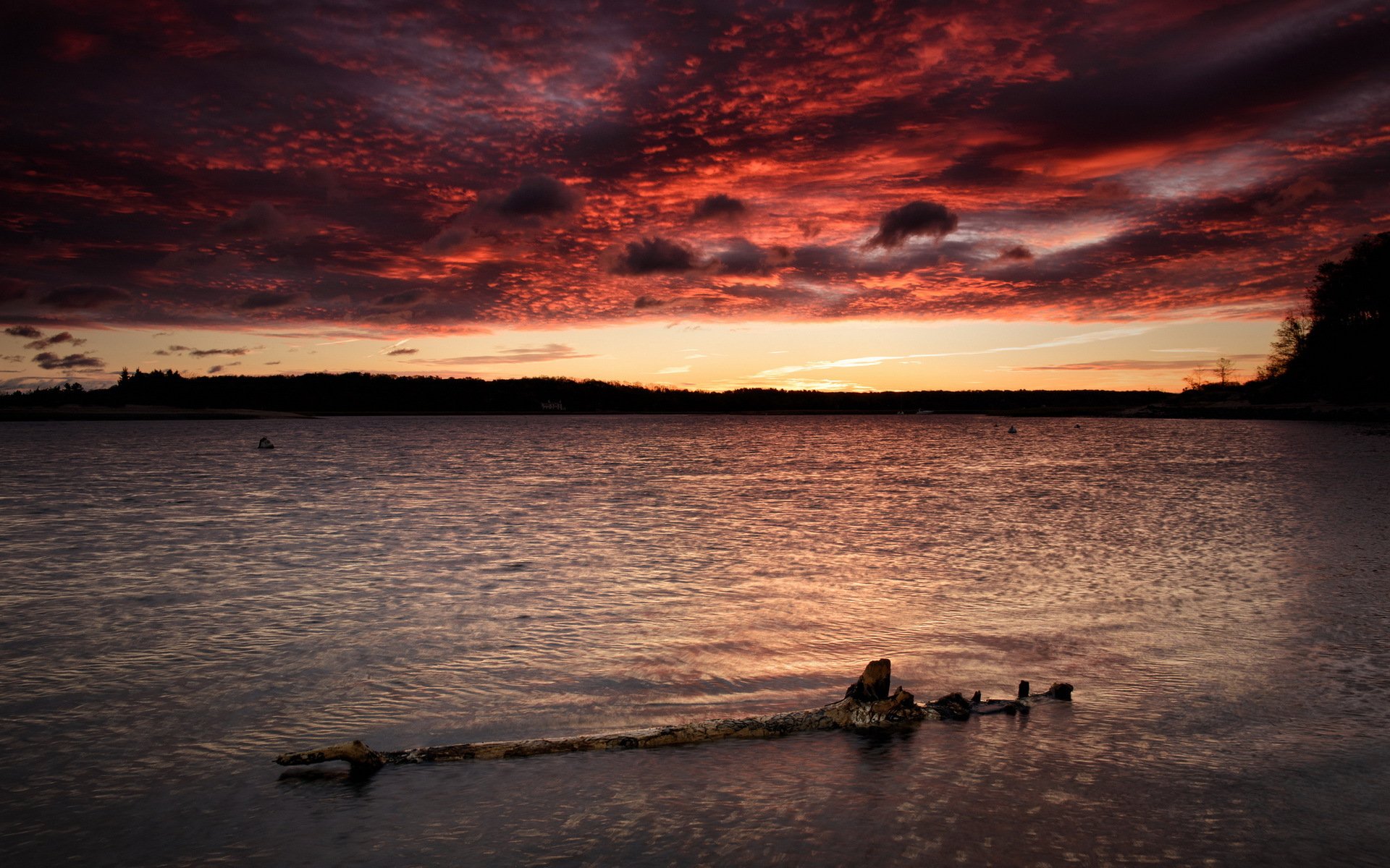 lago cielo puesta de sol paisaje