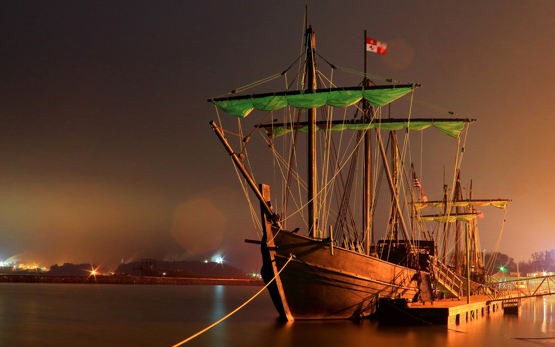 cielo notte porto molo mare nave barca a vela