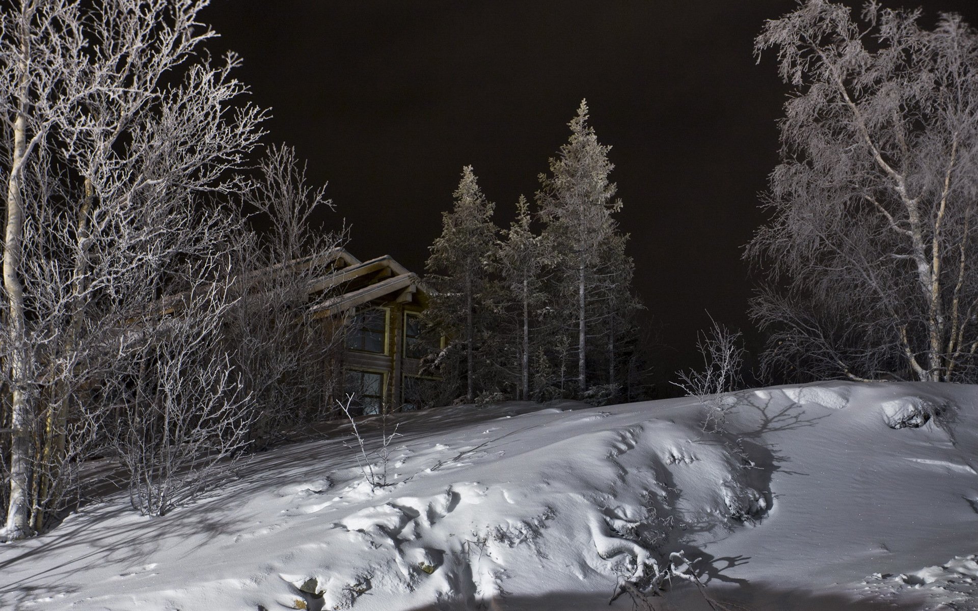 nacht winter haus schnee