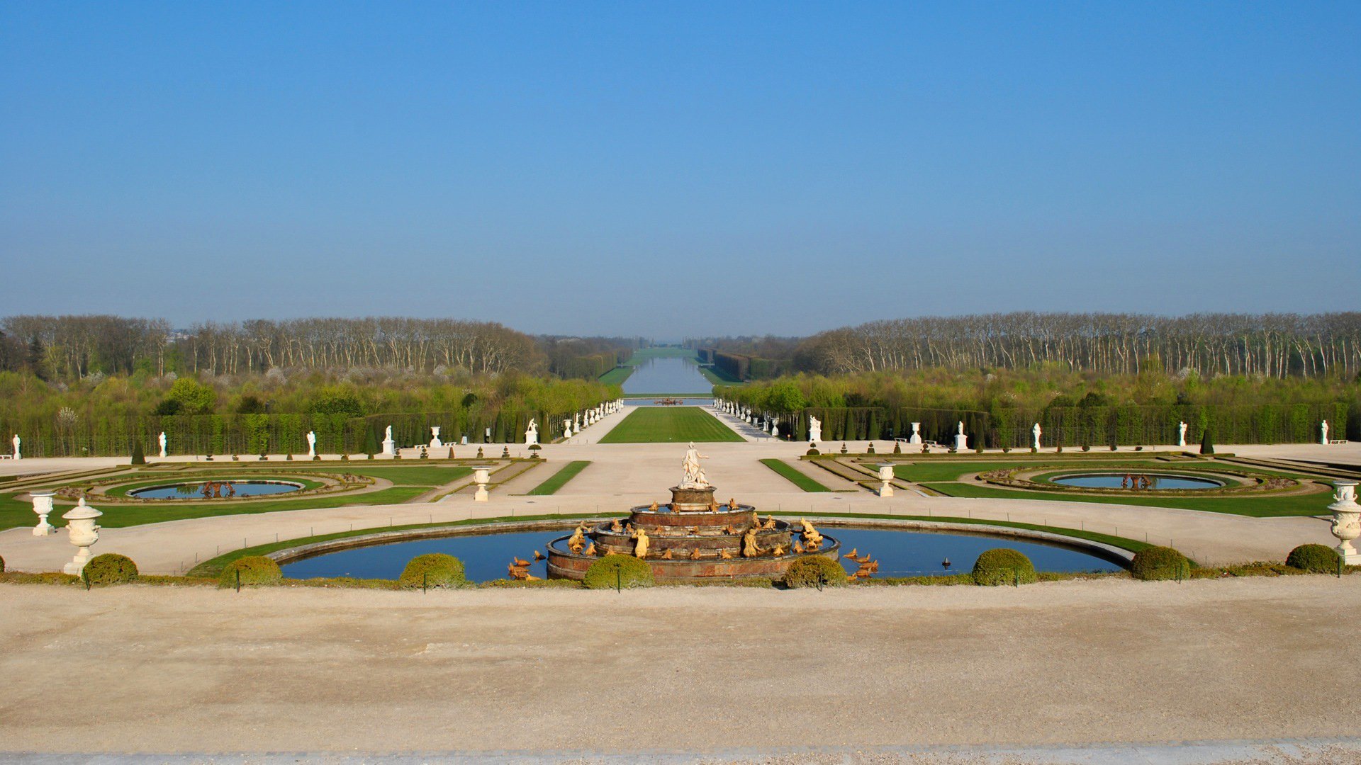 ciel horizon parc arbres fontaine cascade sculpture