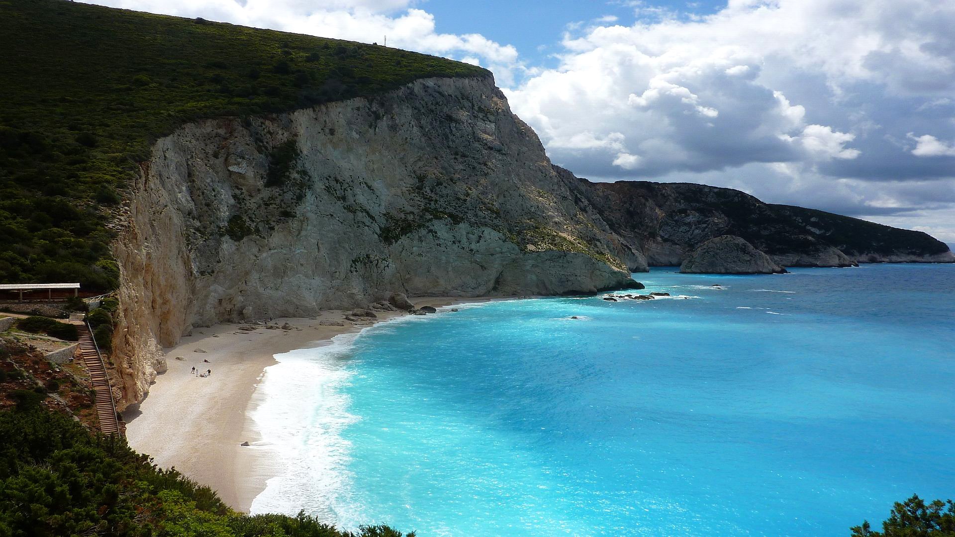 grecia cielo nubes rocas mar