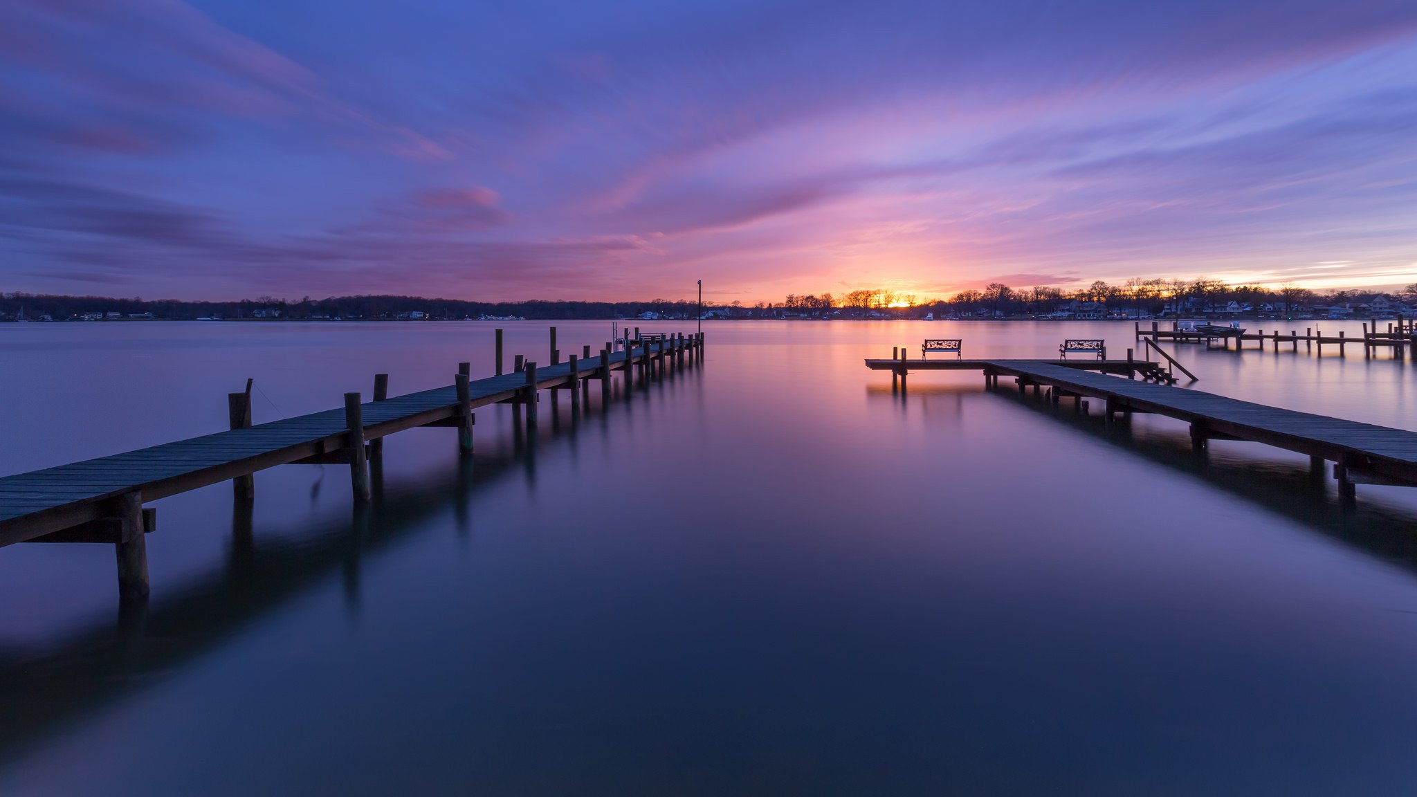 usa maryland baltimore river county evening sunset sky clouds shore bridges benche