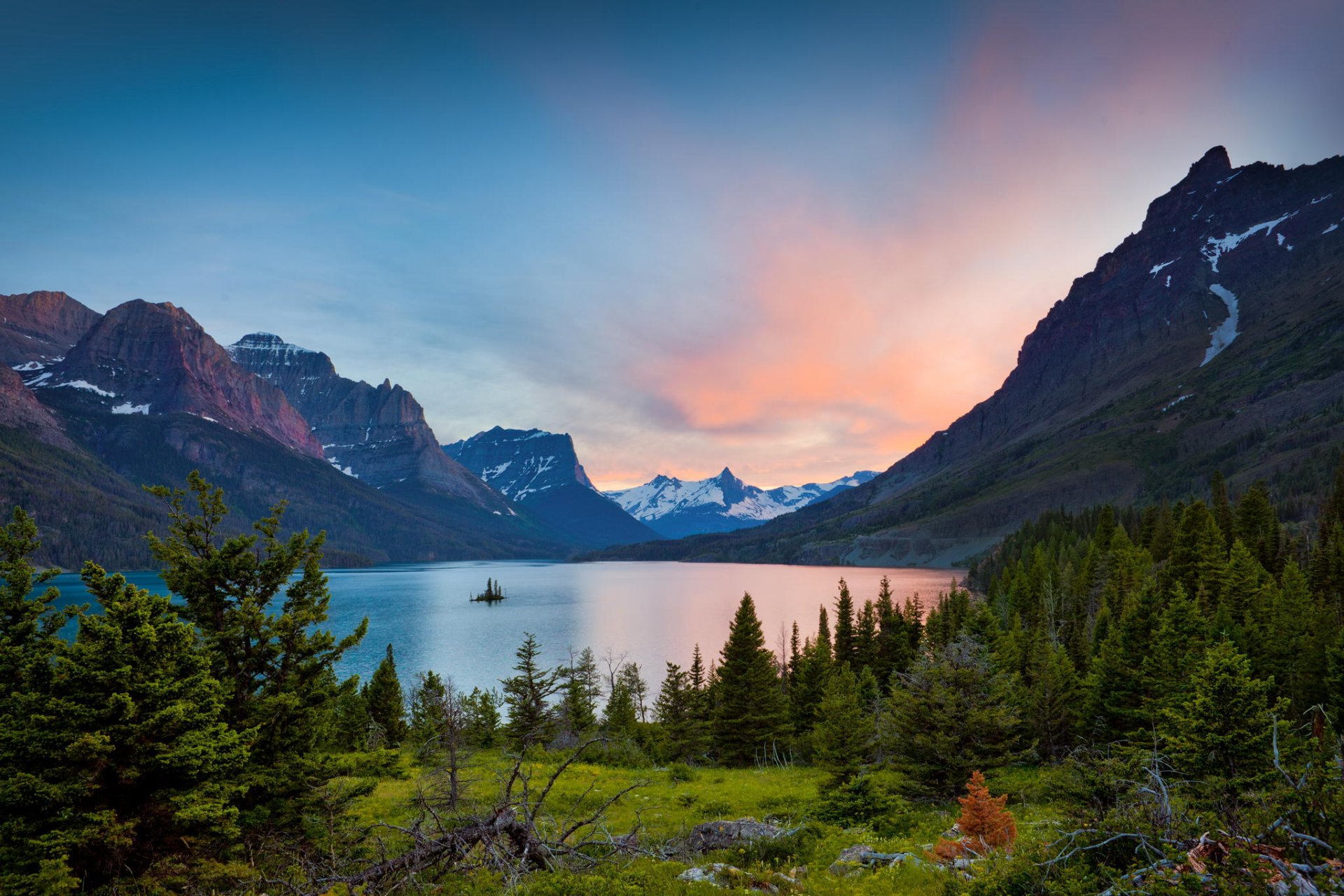 montañas naturaleza lago bosque árboles