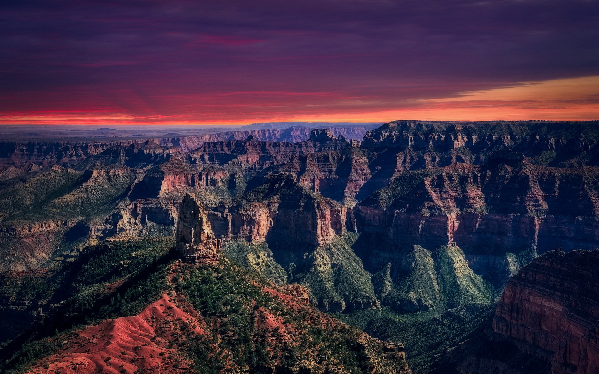 grand canyon centro imperiale tramonto paesaggio arizona stati uniti