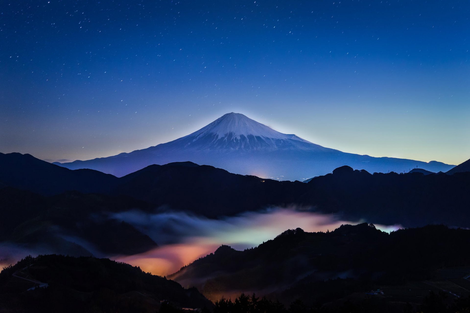 paisaje montaña noche estrellas cielo naturaleza