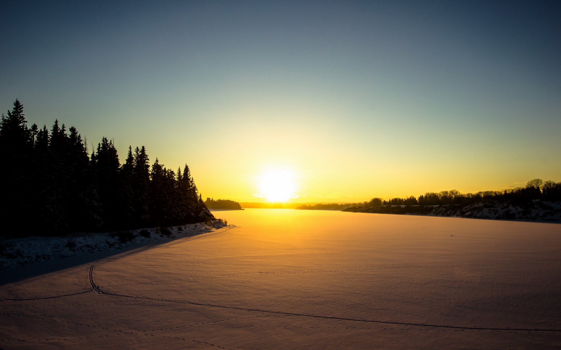 tramonto campo inverno