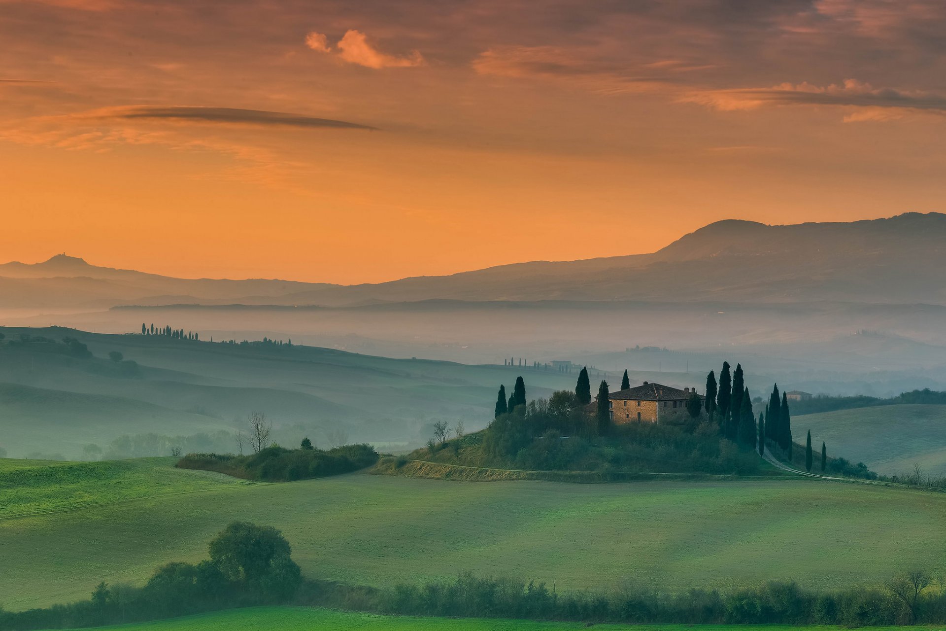 italie toscane champs arbres maison manoir ciel