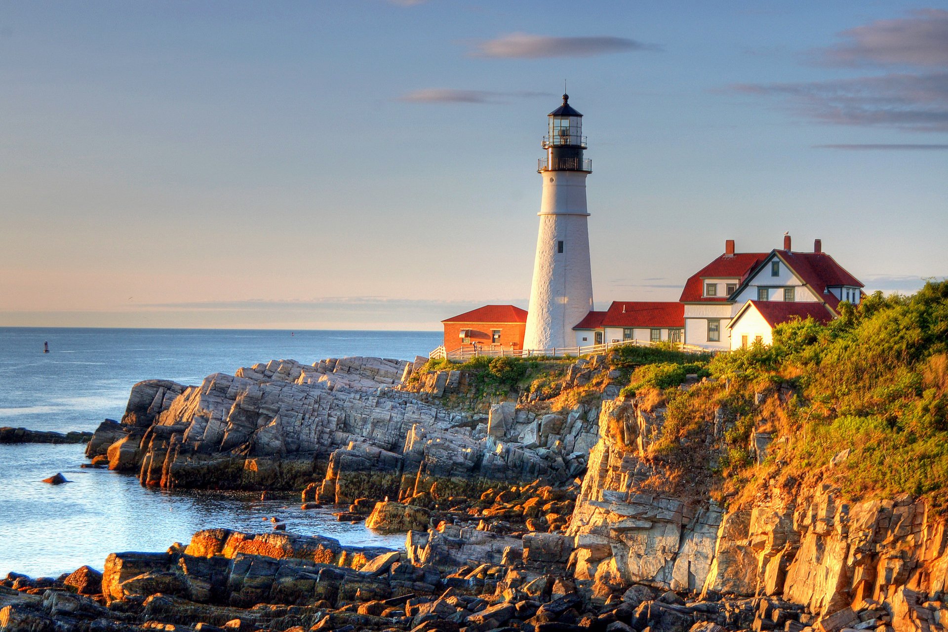 portland oregon usa mer phare ciel pierres cap rocher maison coucher de soleil