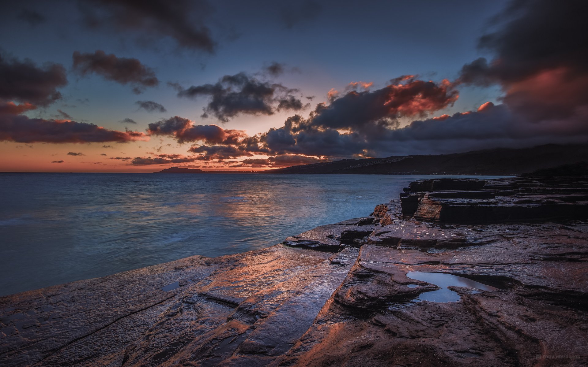 mer côte coucher de soleil crépuscule