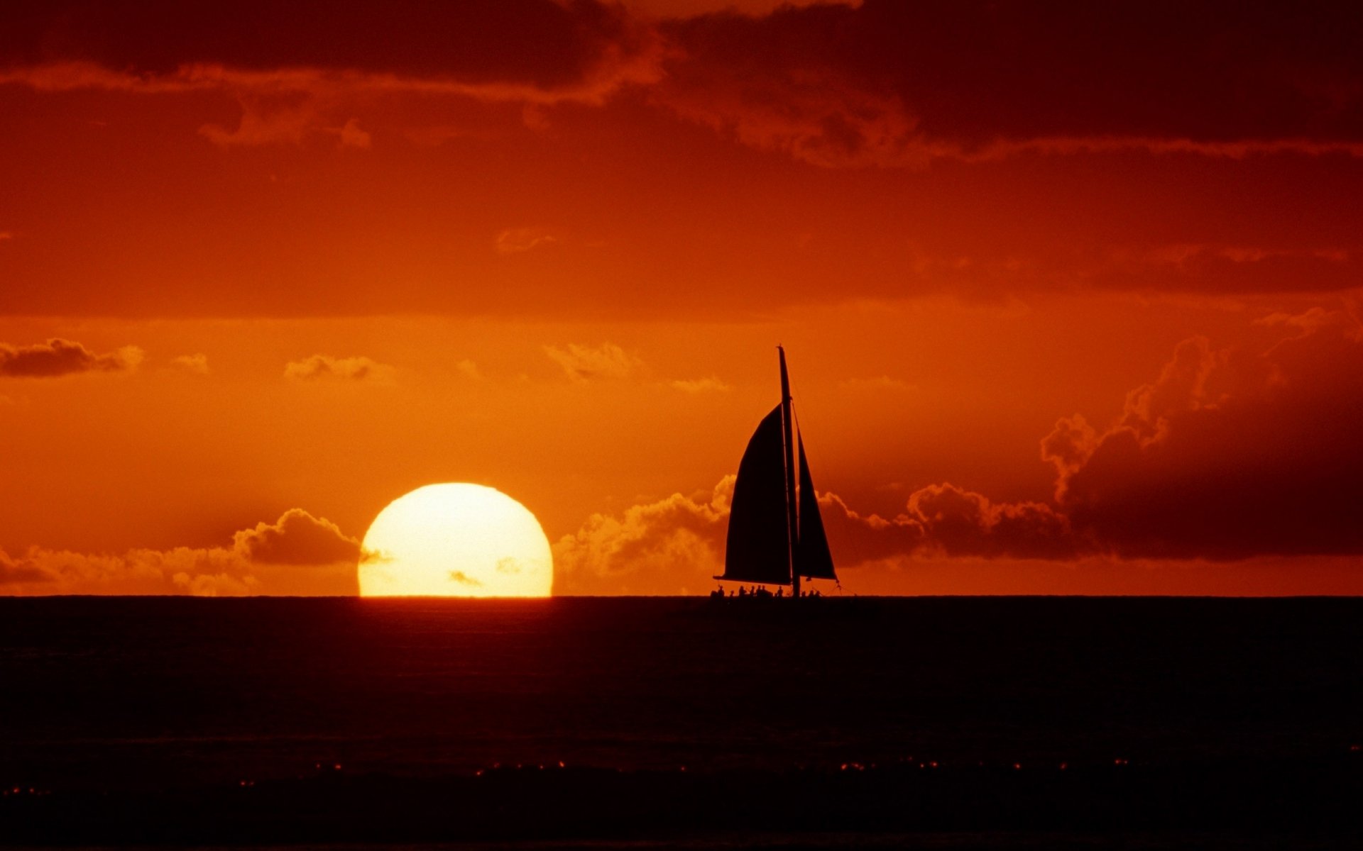 ailboats sea sun sunset sky nature cloud