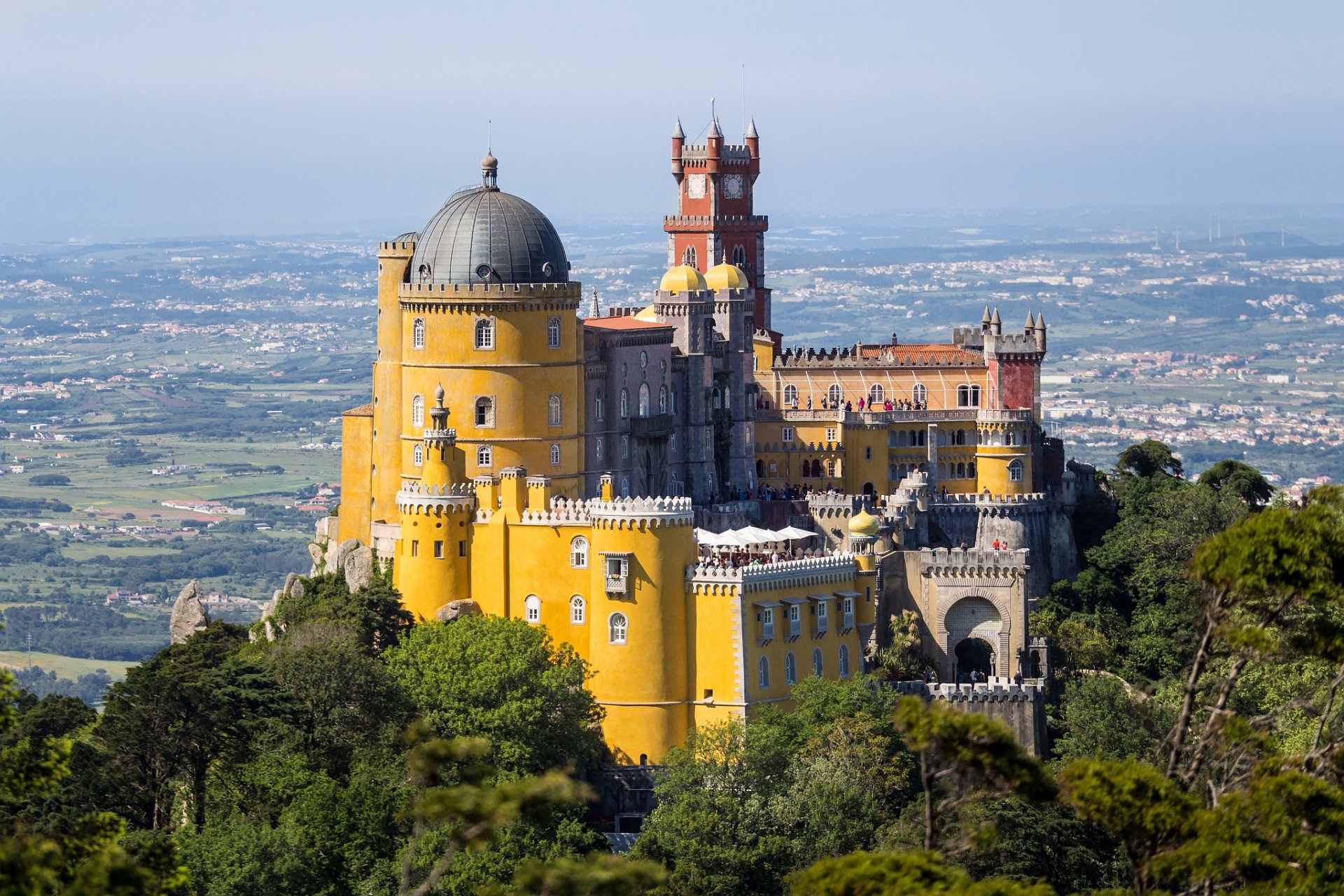 portugal palacio de pena cielo valle montaña castillo torre cúpula