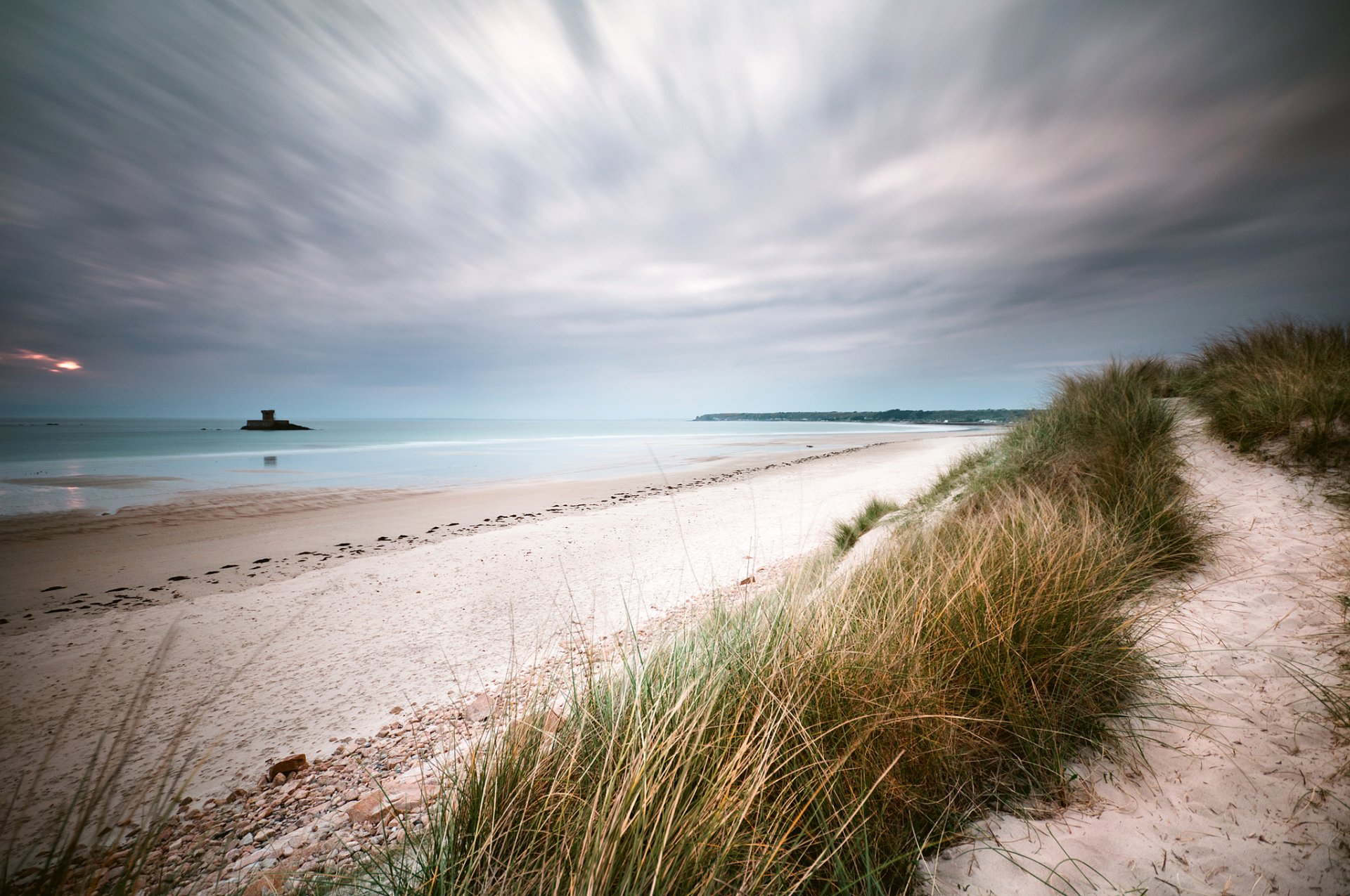 meer strand dünen abend wolken