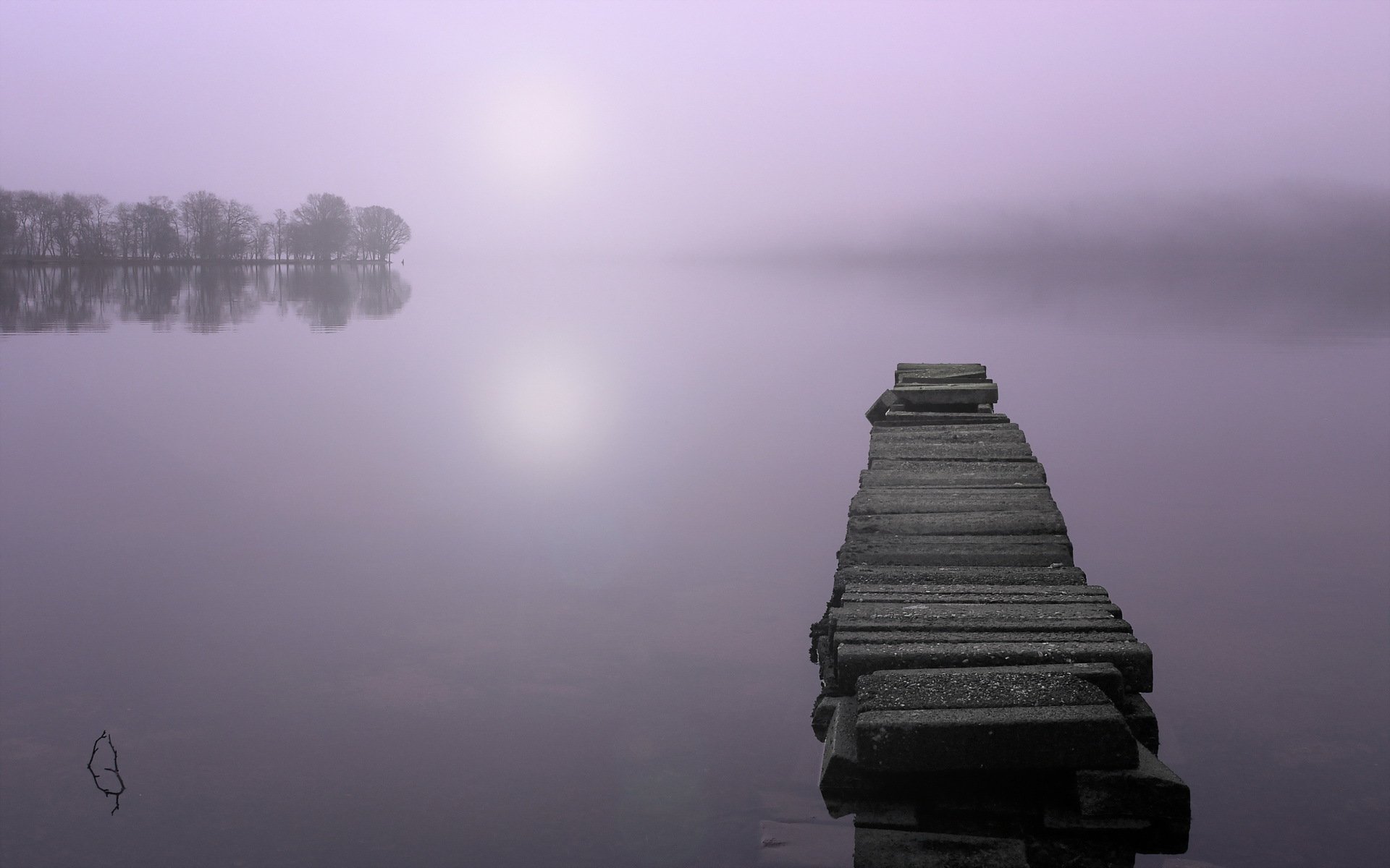 morning lake fog landscape bridge