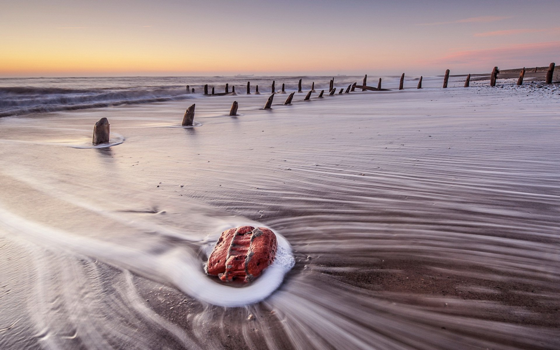 mer coucher de soleil pierre paysage