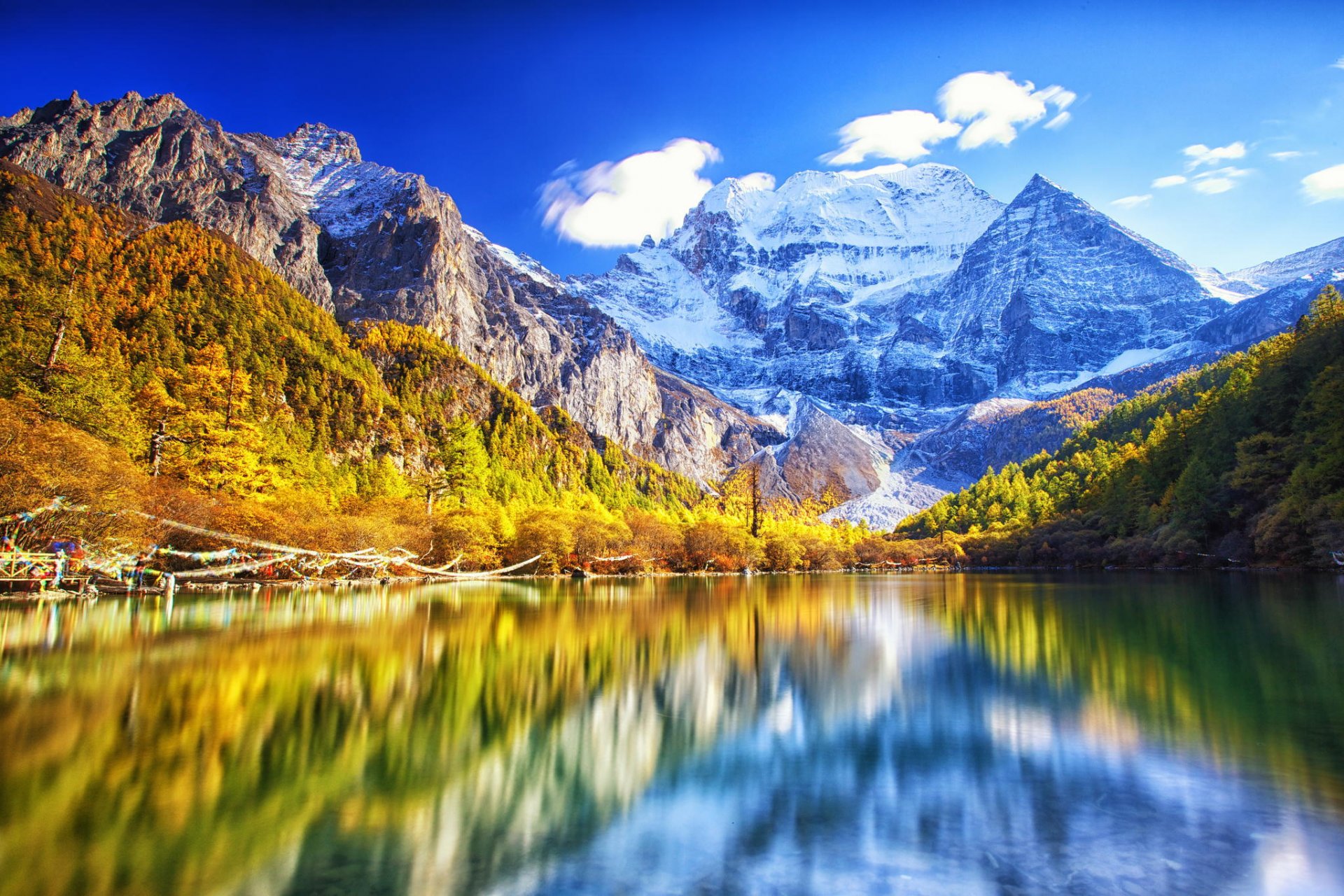 mountain snow forest lake nature