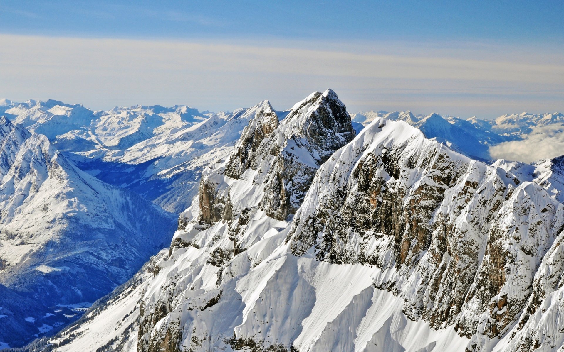 cielo nuvole montagne cima neve distanza orizzonte inverno