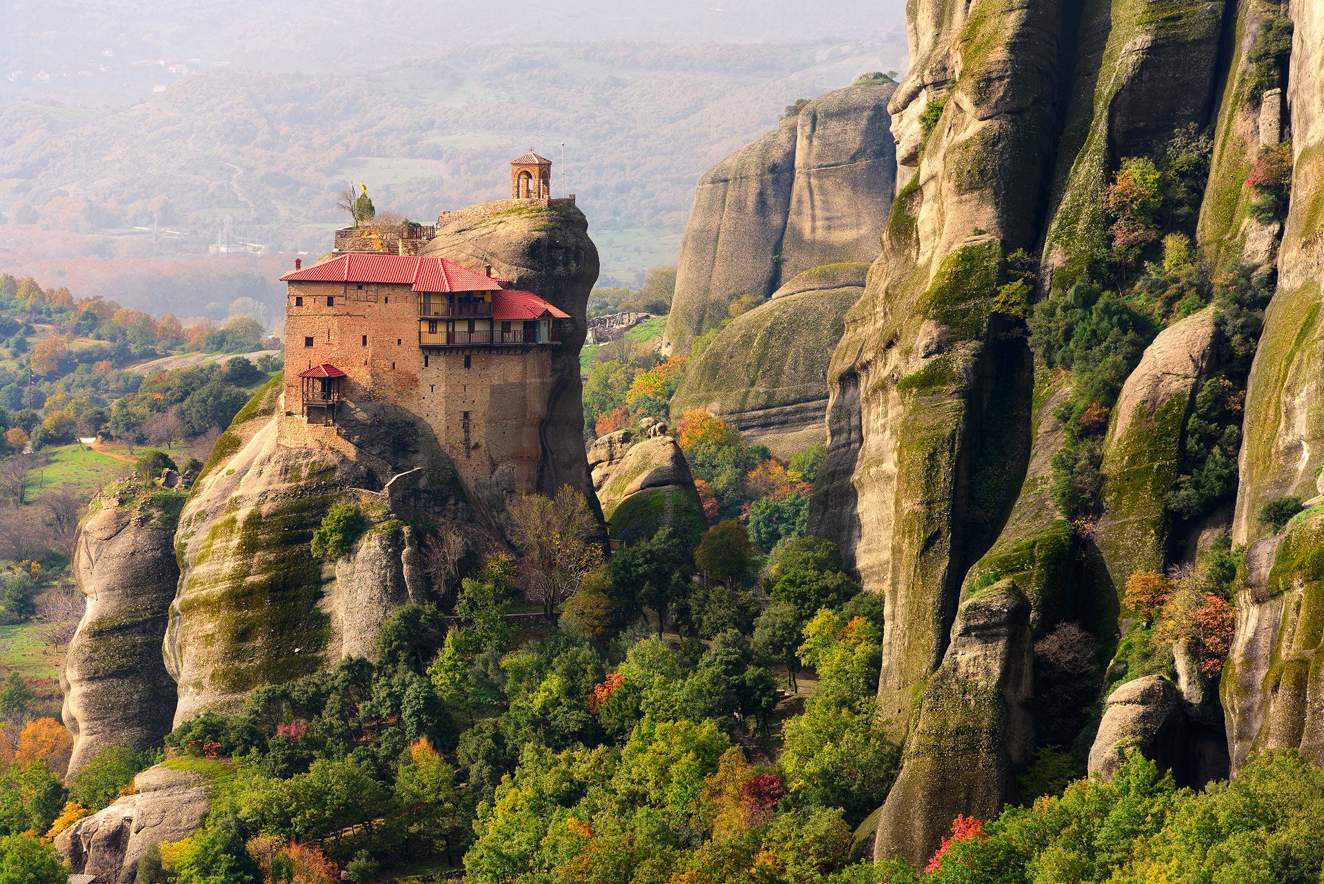 greece monastery complex meteors μετεωρα rock autumn