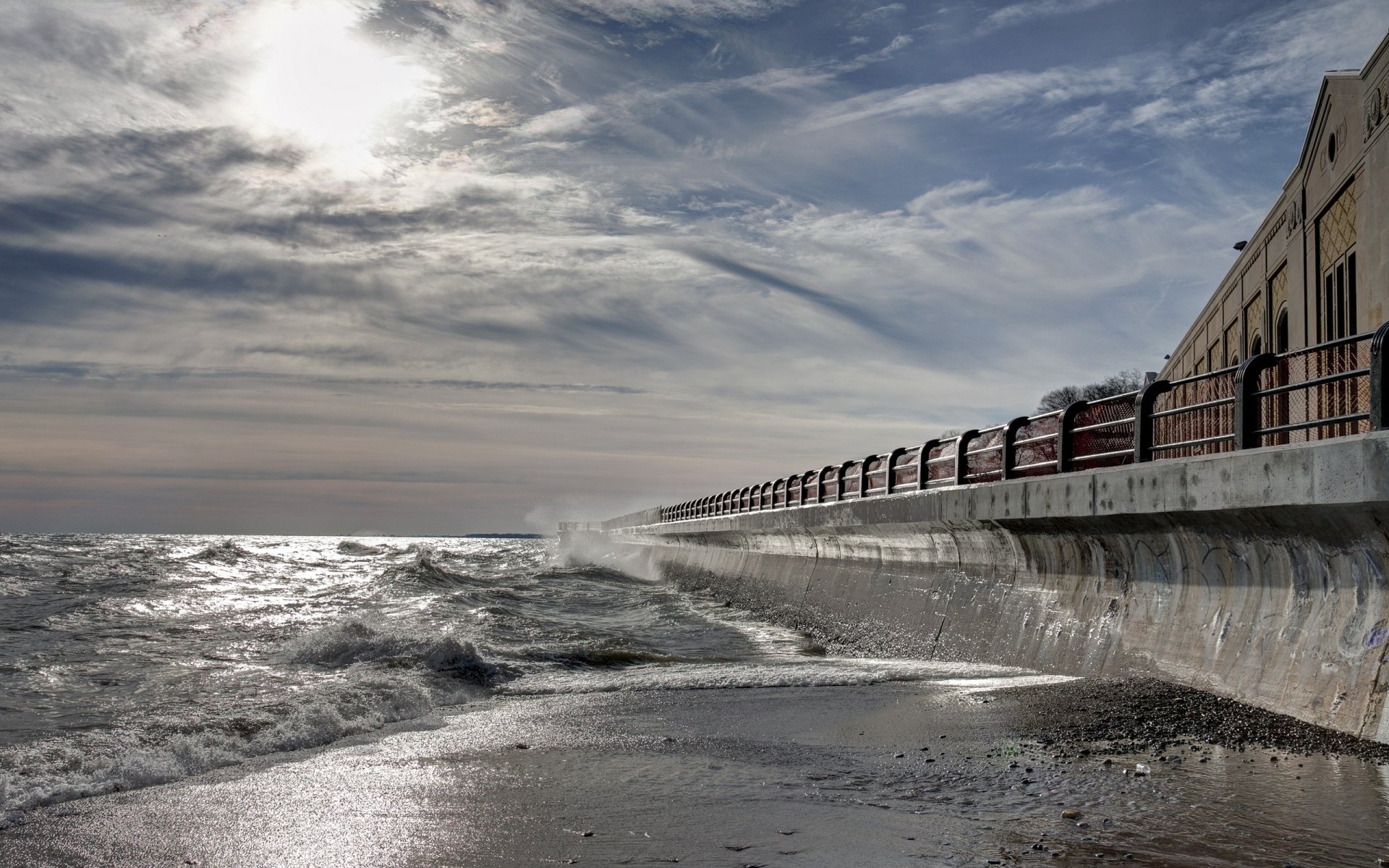 town sea landscape