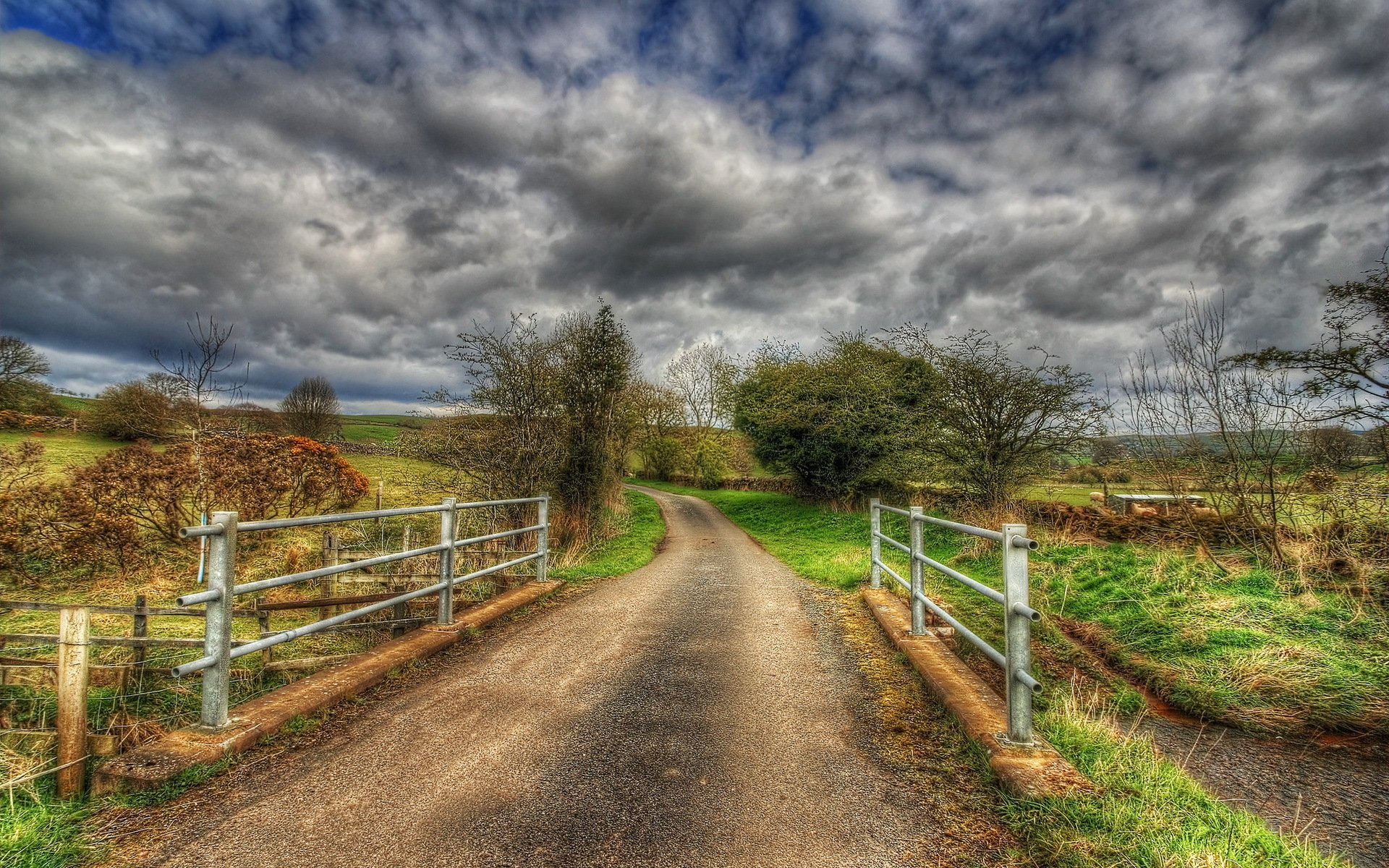 route pont paysage hdr