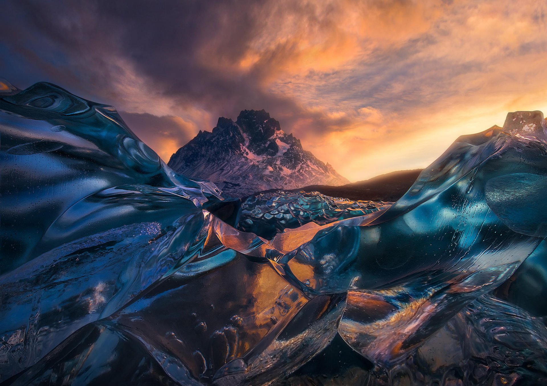 patagonia en argentina montaña nieve hielo paisaje puesta de sol cielo