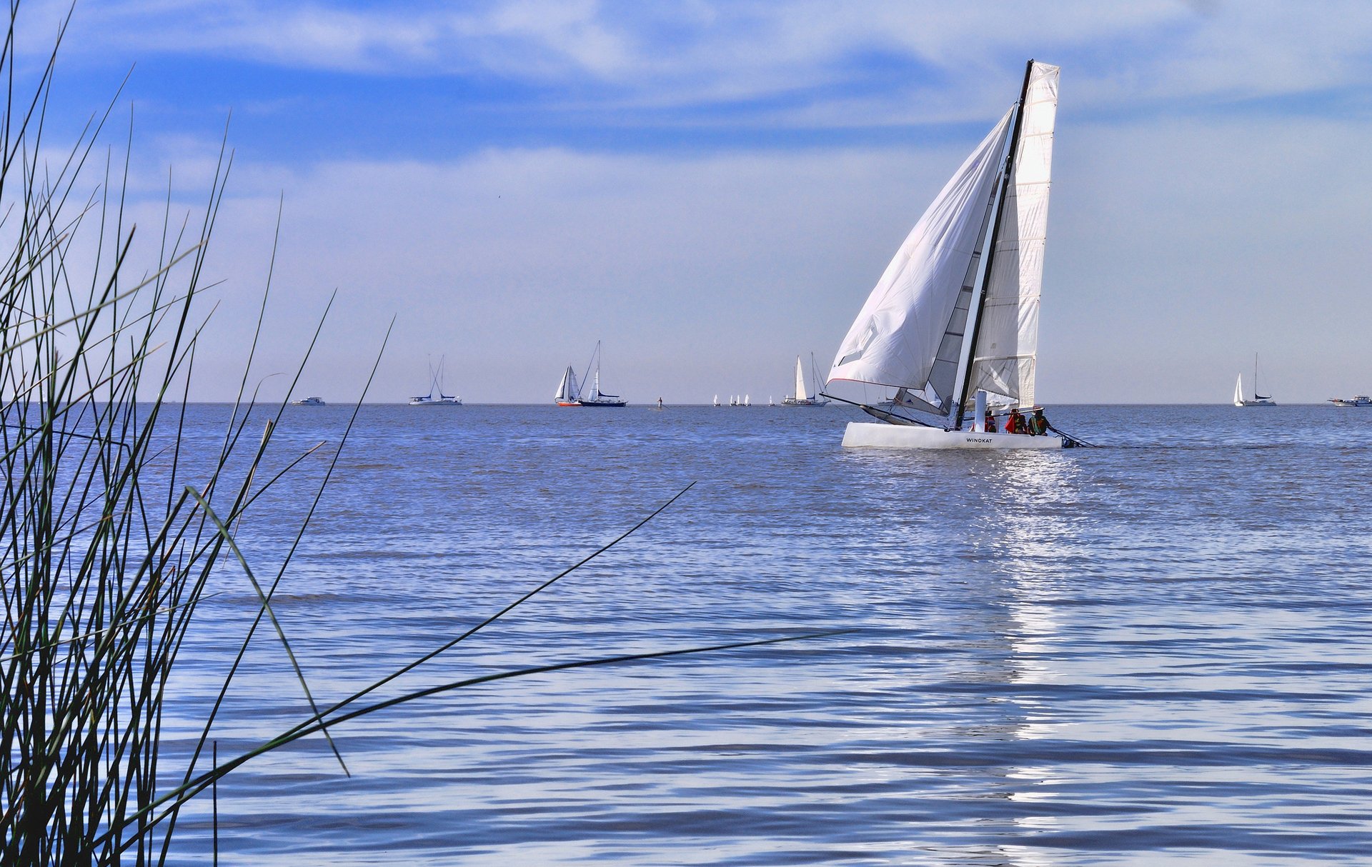 ky sea clouds regatta yacht boat sail