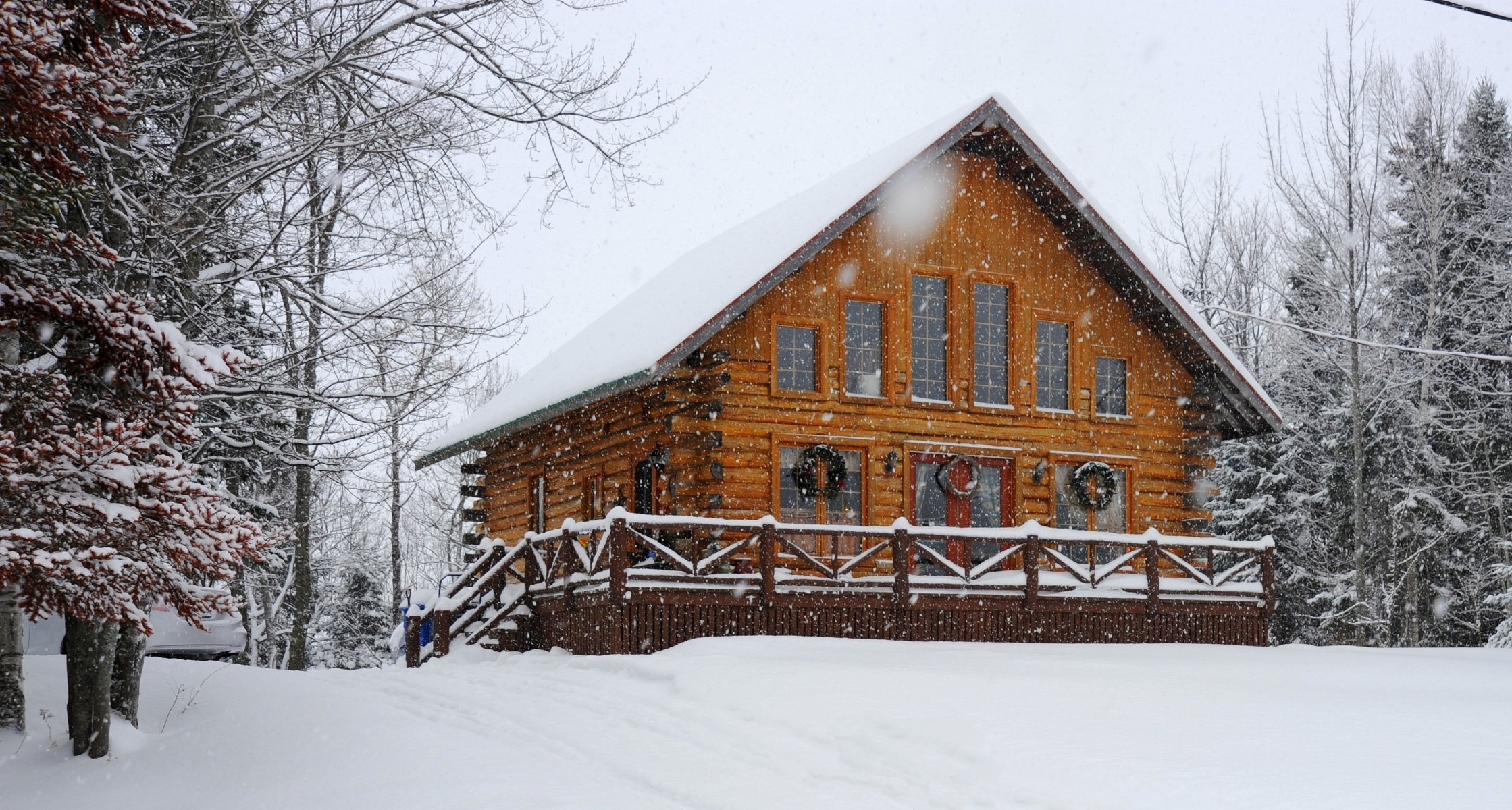 inverno neve alberi casa cielo