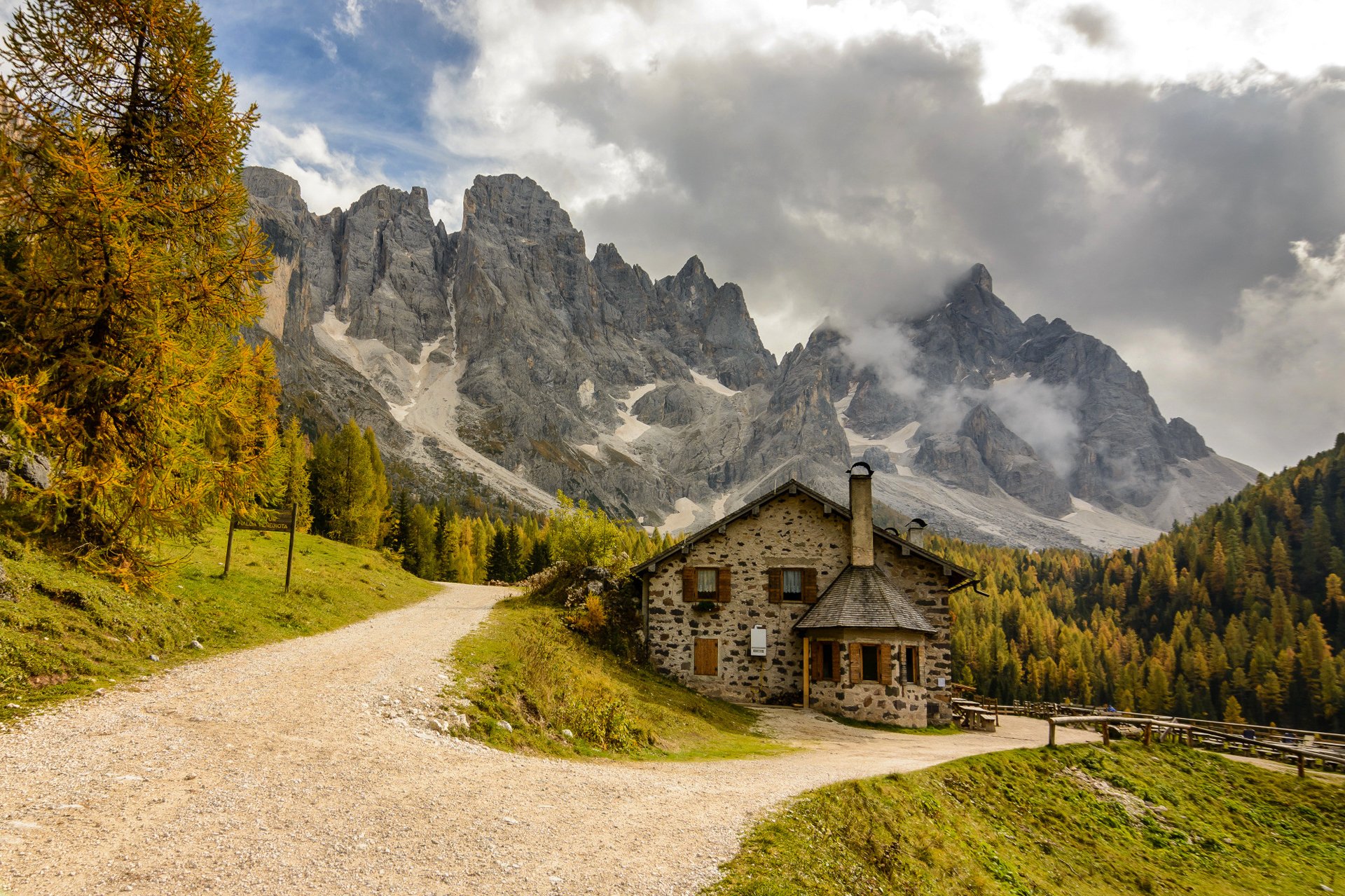 italy sky clouds mountain road the fork house tree