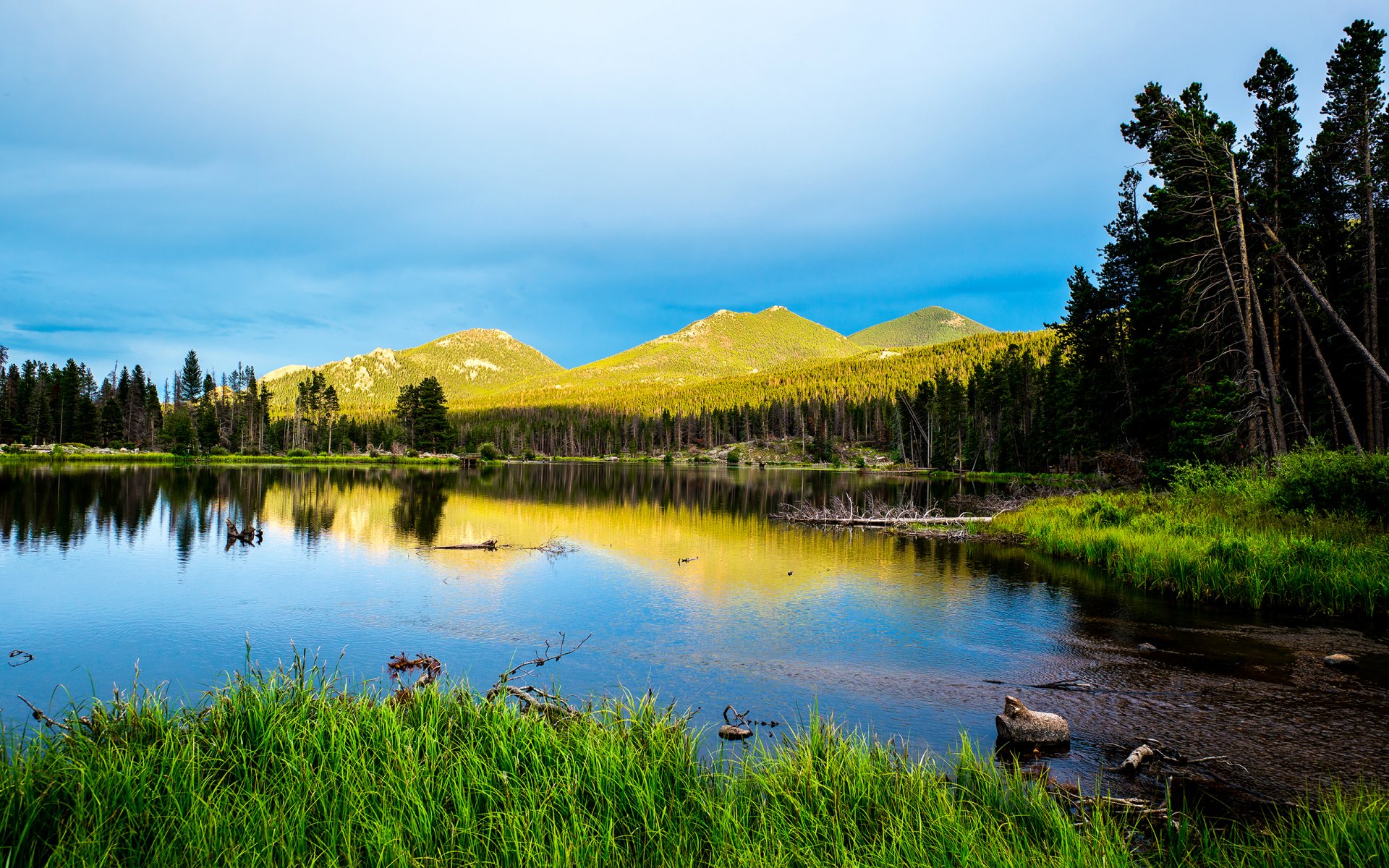 prague lake rocky mountain national park colorado united states sky clouds mountain lake forest tree