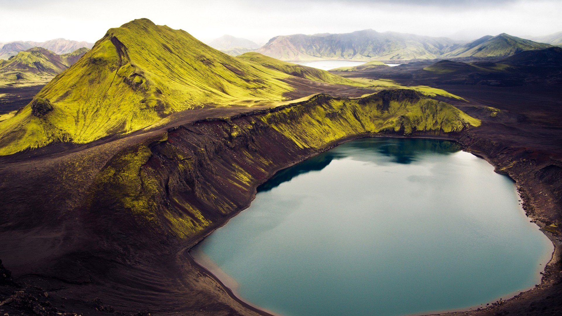 iceland sky mountain grass lake