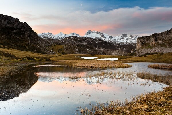 A lake among rocky rocks