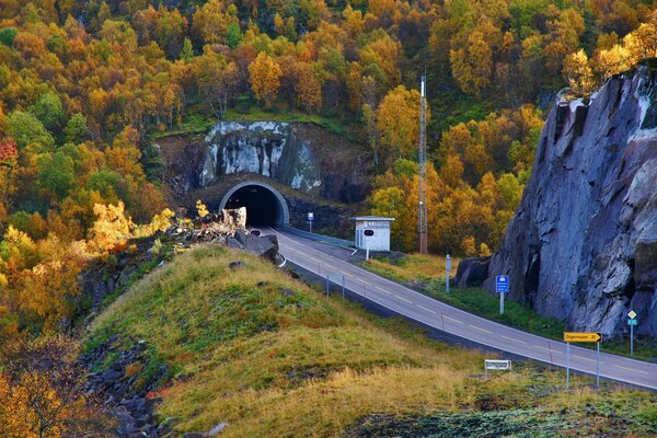 Дорога в живописной Норвегии в горах