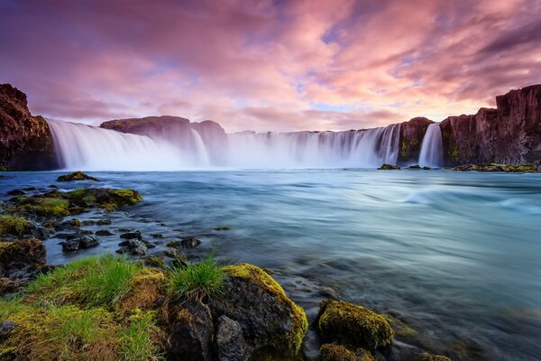 Beautiful landscape with waterfall in Iceland