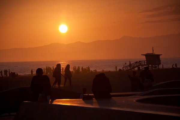 Summer sunset on the beach of California USA