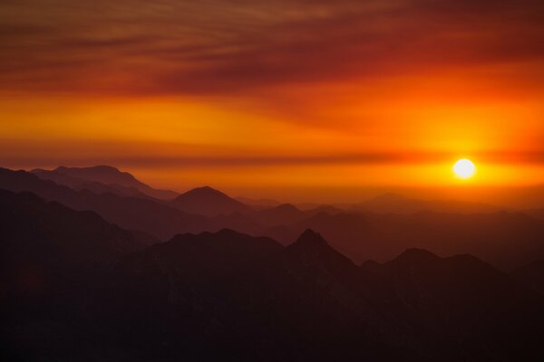 Morning sunrise in the mountains