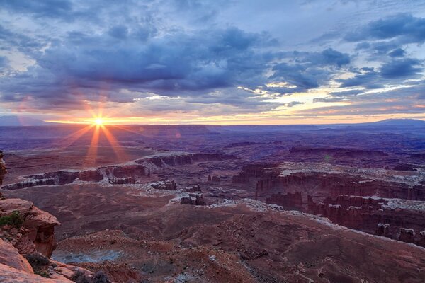 Canyon of the USA in the rays of the sun