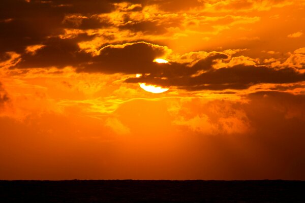 Fiery sunset and deep sky