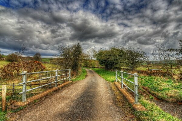 Gloomy clouds in the field