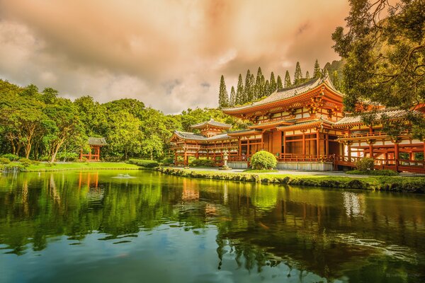 Buddhist temple as a frame from a movie