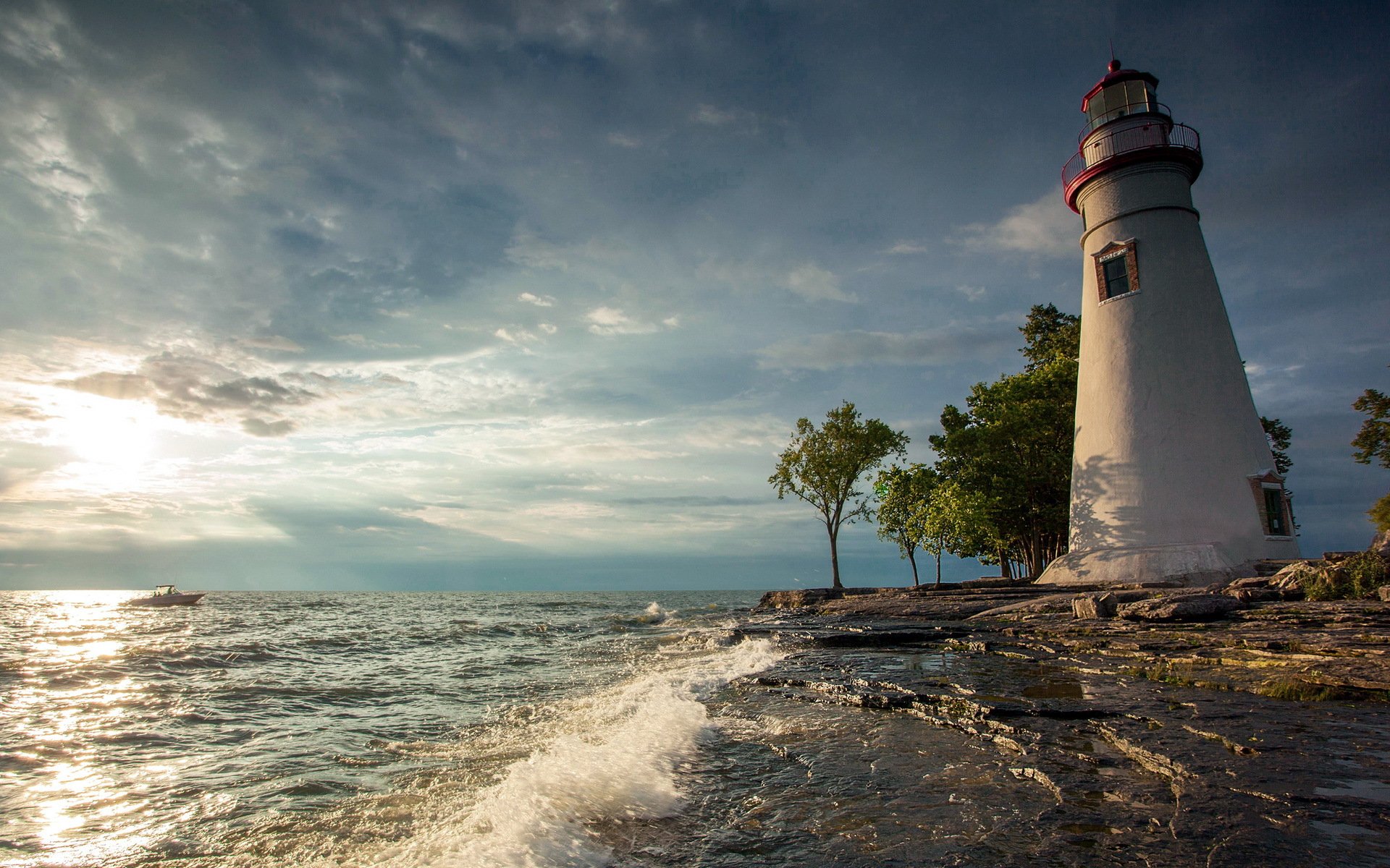 morning sea lighthouse landscape