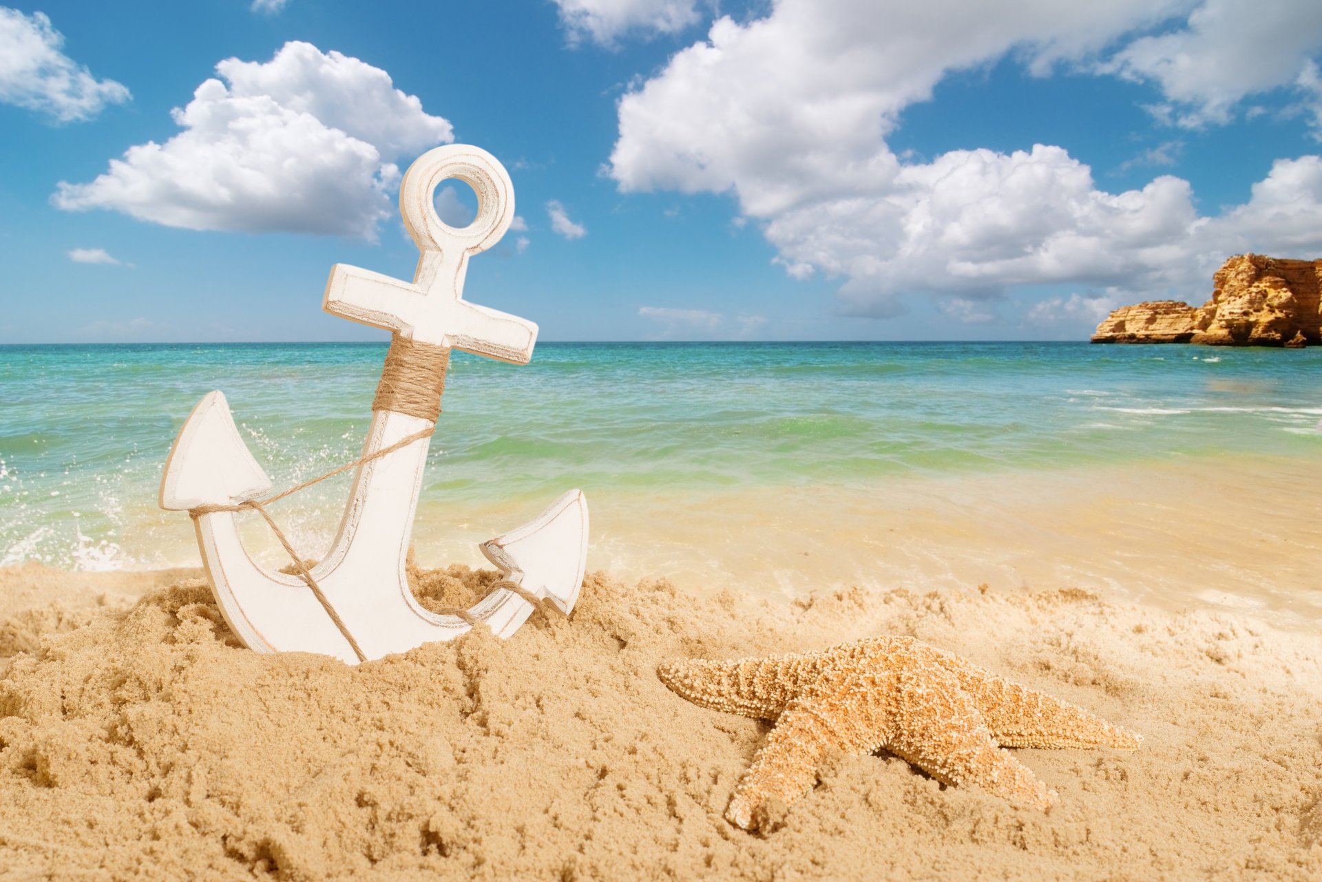 meer strand sand anker seestern rock himmel wolken sterne rock