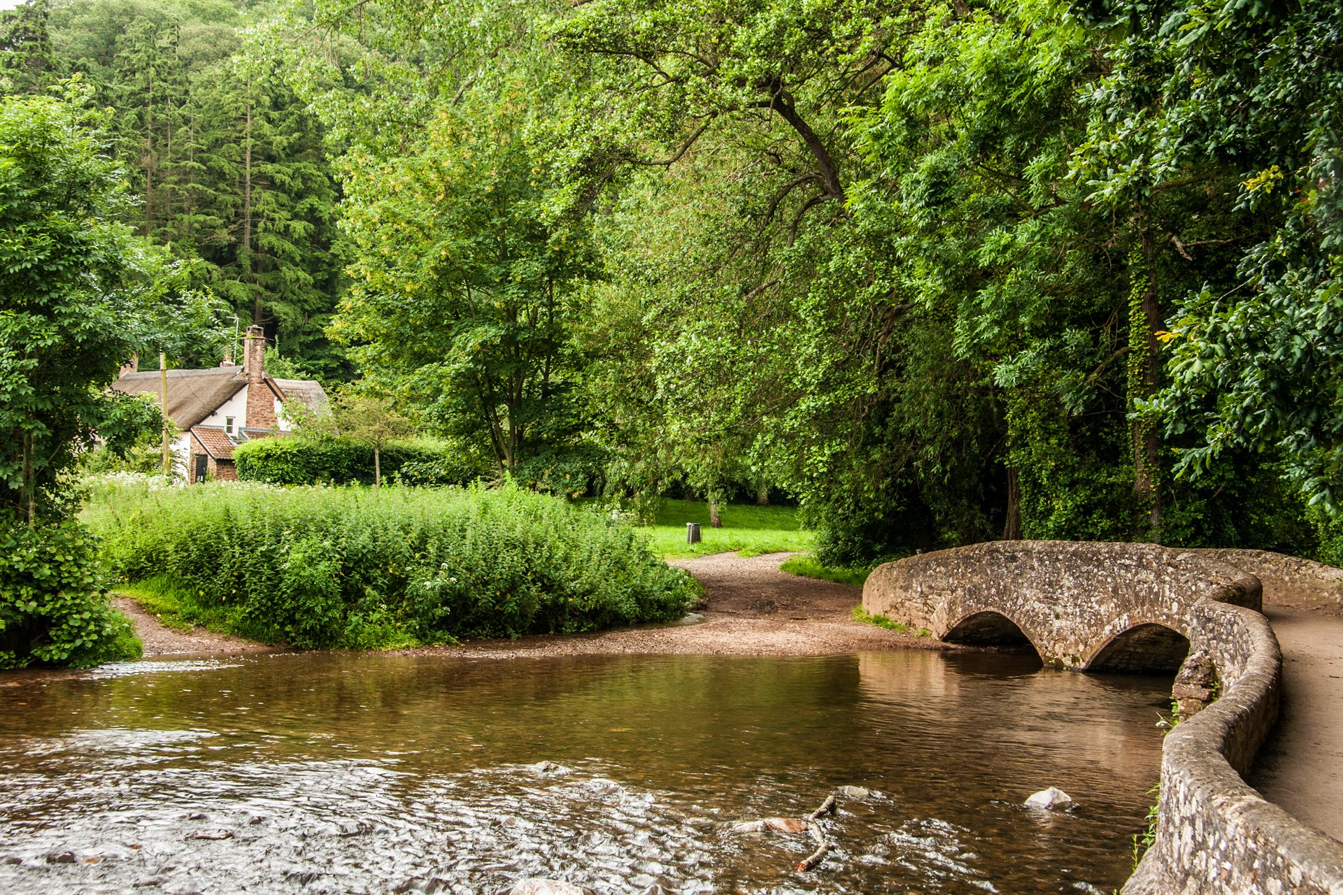 somerset royaume-uni maison pont forêt rivière arbres