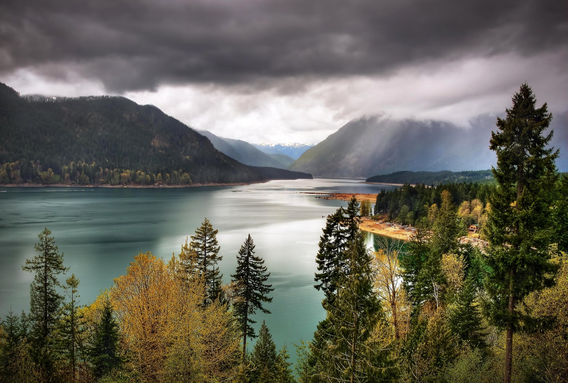 parque nacional olímpico washington estados unidos cielo lago montañas nubes árboles