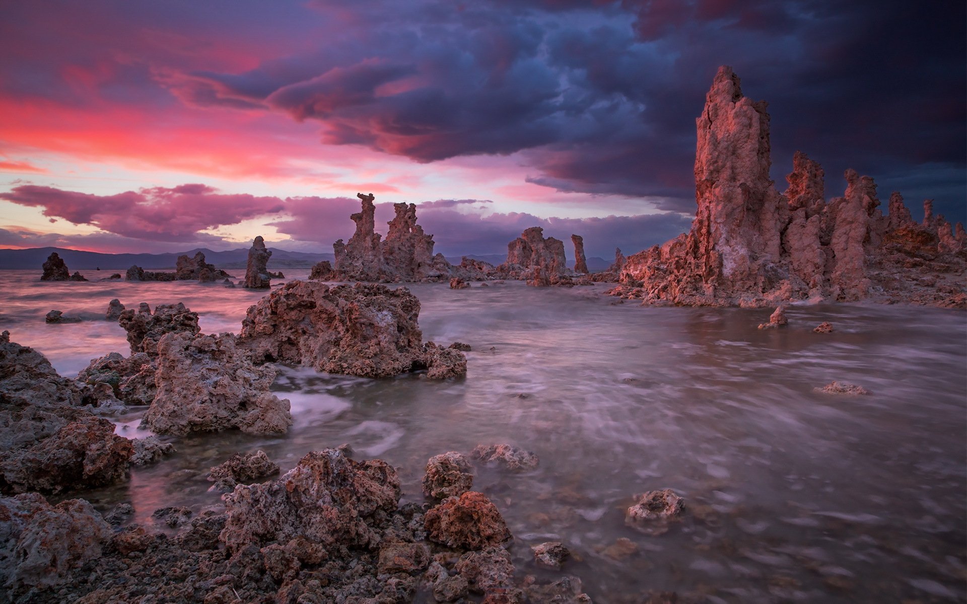 mer nuit rochers paysage