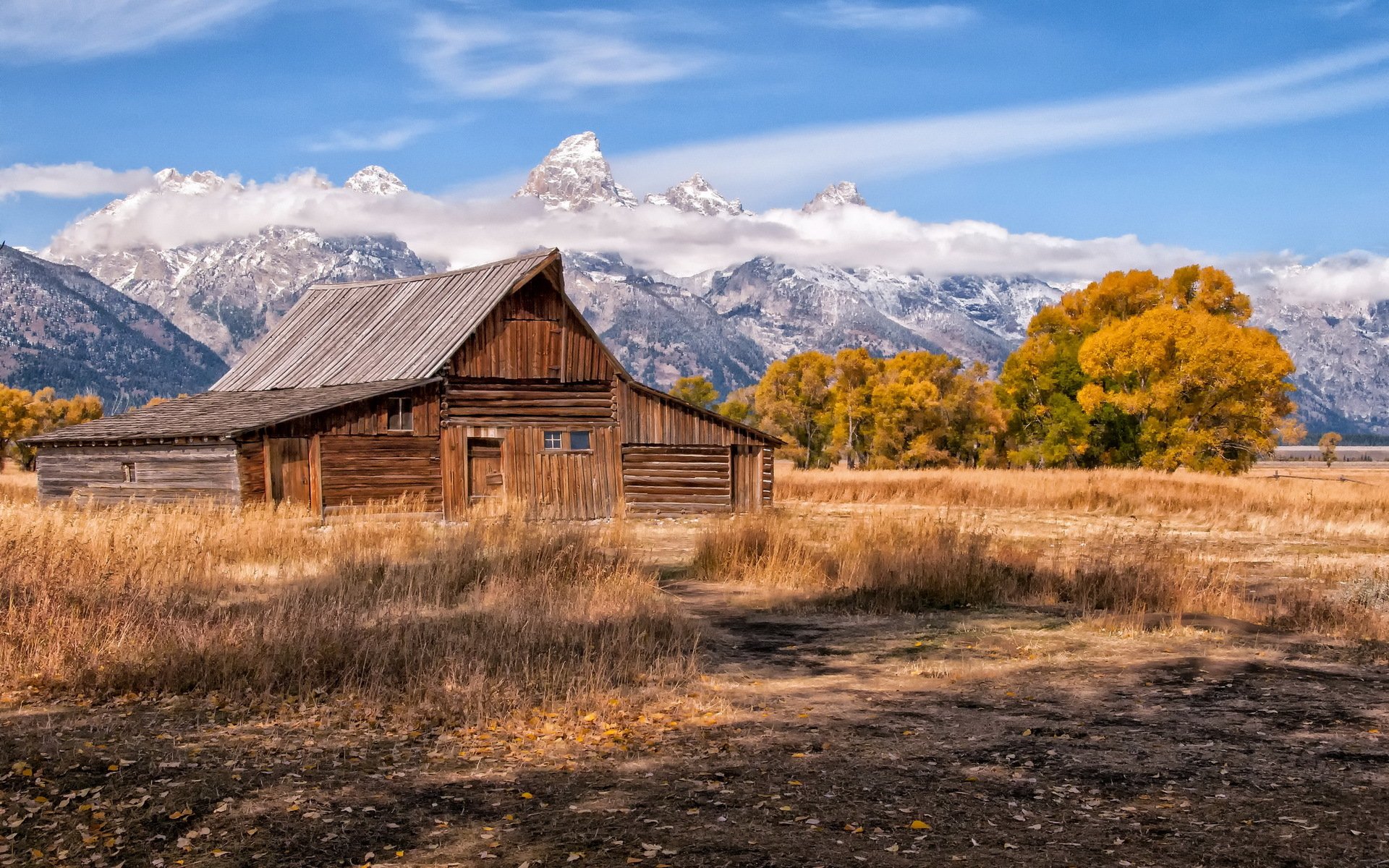 mountain sky landscape house