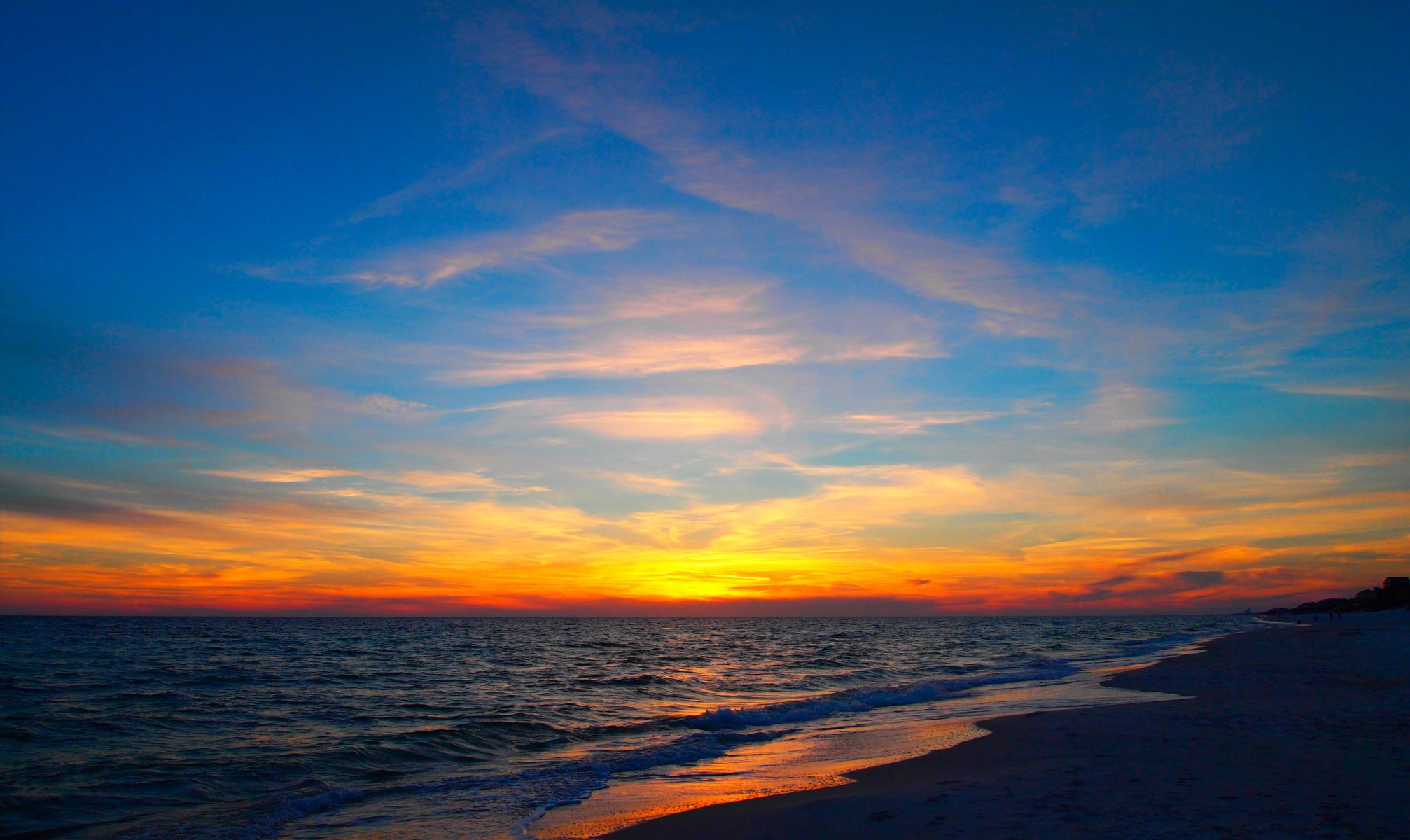 unset sky clouds nature beach sea wave