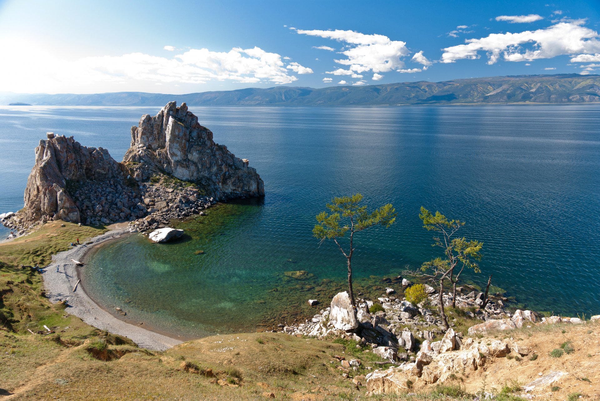 landscape russia lake coast baikal rock nature photo